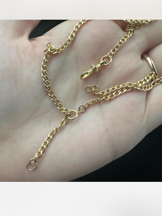 Catbird Jewelry - Vintage 9k yellow solid gold Albert dog clip curb watch chain necklace